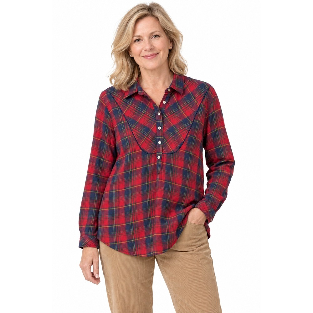 Country‎ Store Tartan Flannel Shirt L Red Navy Cozy Country Heritage Preppy